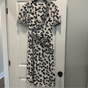Love, Whit by Whitney Port Black and White Floral Wrap Dress
